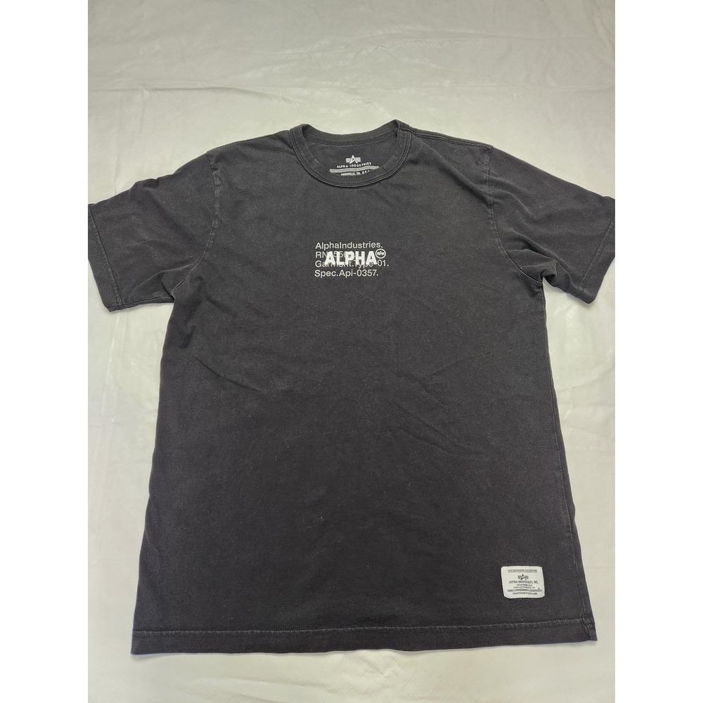 Alpha Industries Shirt Mens Large Black Coordinates Logo‎ Graphic Tee Military